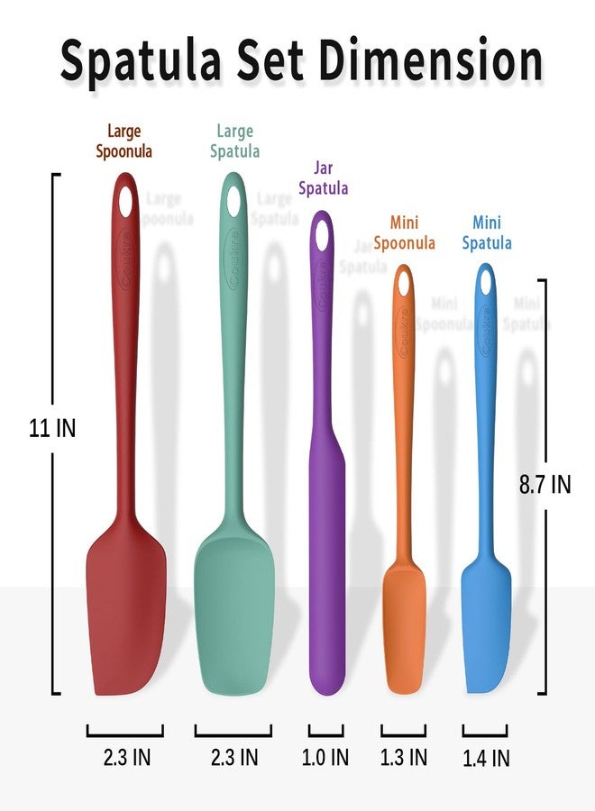 Coukre Silicone Spatula Set of 5,High Temperature Resistant, Food Grade Silicone, Dishwasher Safe, for Baking, Cooking (Colorful B, One-piece) - Image 2