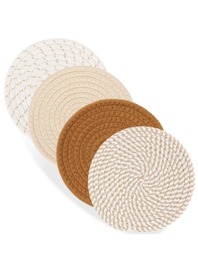 Billbotk Billbotk 7" Trivets for Hot Dishes, Hot pots and Pans, 4 Heat Resistant Hot Pads, Pot Holders for Kitchen, Home Essentials for New Home and Farmhouse Decor, Fall Decorations for Home(Brown)  - Image 1