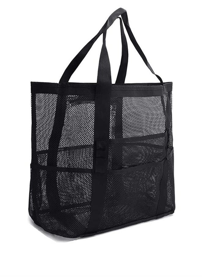 Generic New multifunctional one-shoulder shopping bag portable beach net hollow bag-black  - Image 1