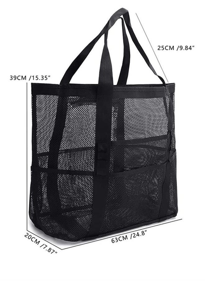 Generic New multifunctional one-shoulder shopping bag portable beach net hollow bag-black  - Image 5