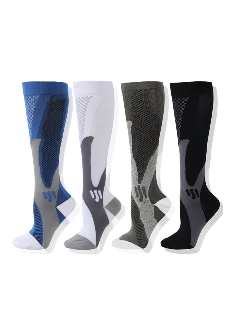 SYOSI Compression Socks, 4 Pairs for Women and Men, Athletic, Travel, Running, Fitness, Flight Socks, Reduce Calf Pain Faster Recovery(Multicolors)  - Image 1