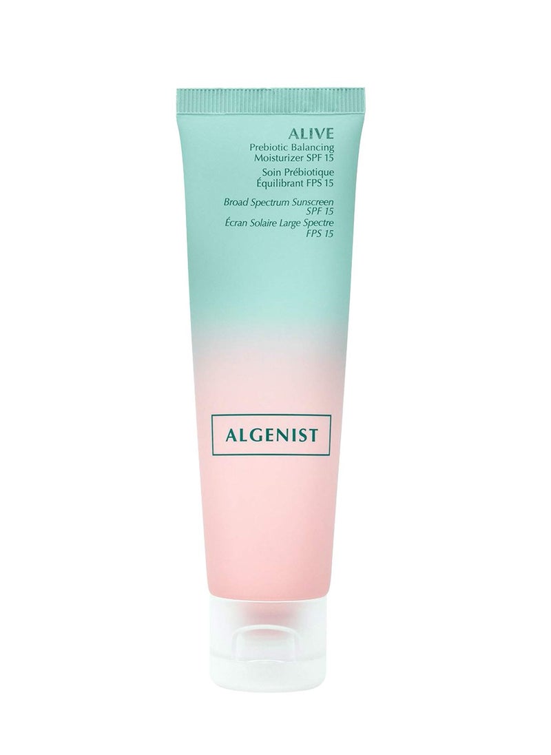 Algenist Algenist ALIVE Prebiotic Balancing Moisturizer SPF15 - Moisturizing Mineral Sunscreen for Face, Neck & Chest with Prebiotics - Zinc Oxide Facial Sunscreen (50ml / 1.7oz)  - Image 1