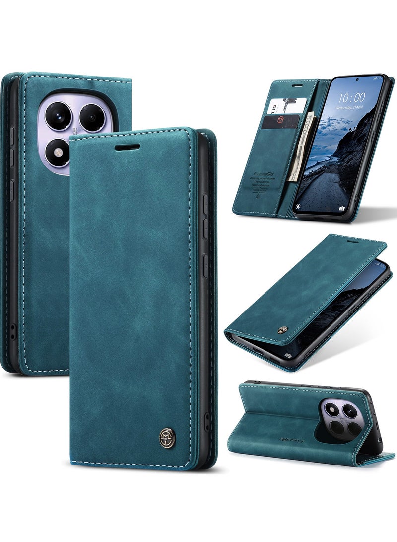 CaseMe Phone Case Luxury PU Leather Design 013 Flip Cover Card Slot Holder Cover For Redmi Note 14 Pro 4G (Green) - Image 1
