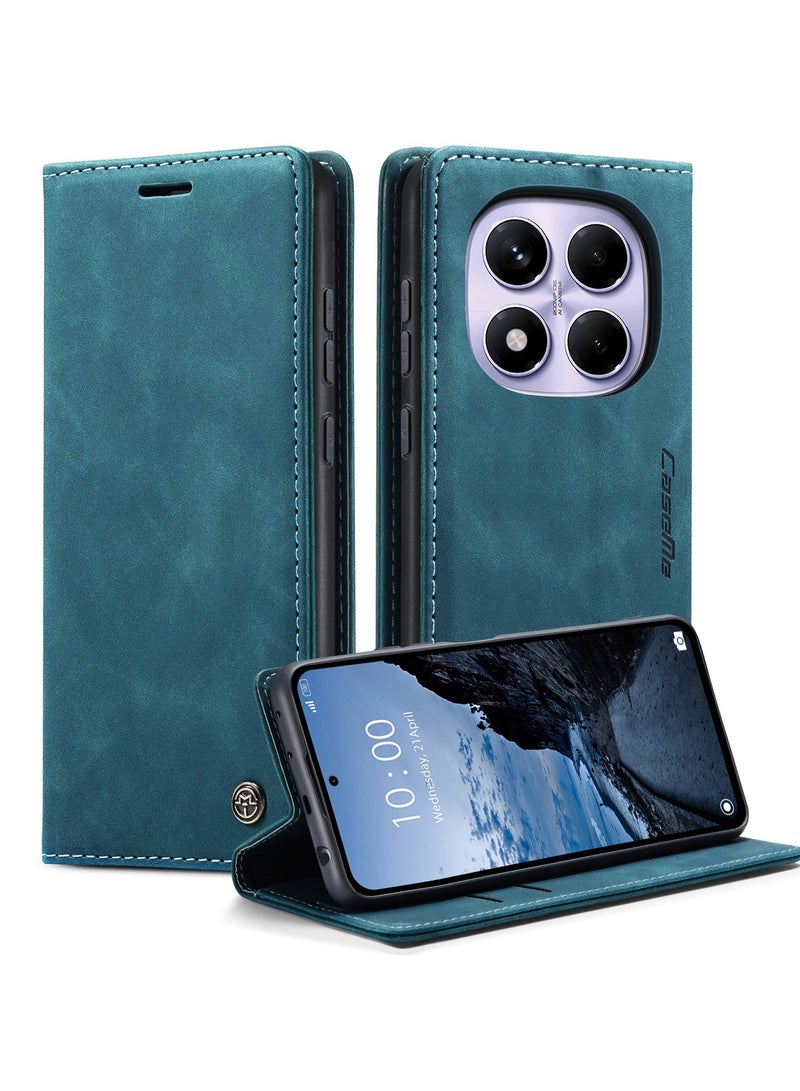 CaseMe Phone Case Luxury PU Leather Design 013 Flip Cover Card Slot Holder Cover For Redmi Note 14 Pro 4G (Green) - Image 2