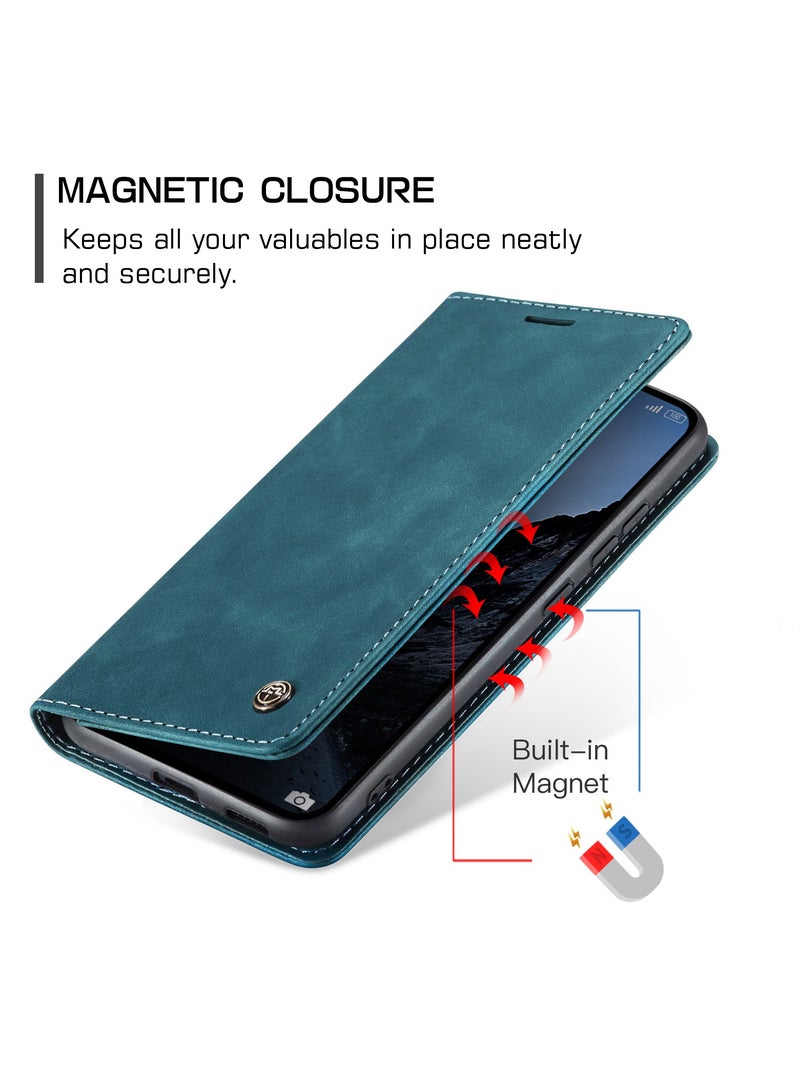 CaseMe Phone Case Luxury PU Leather Design 013 Flip Cover Card Slot Holder Cover For Redmi Note 14 Pro 4G (Green) - Image 3