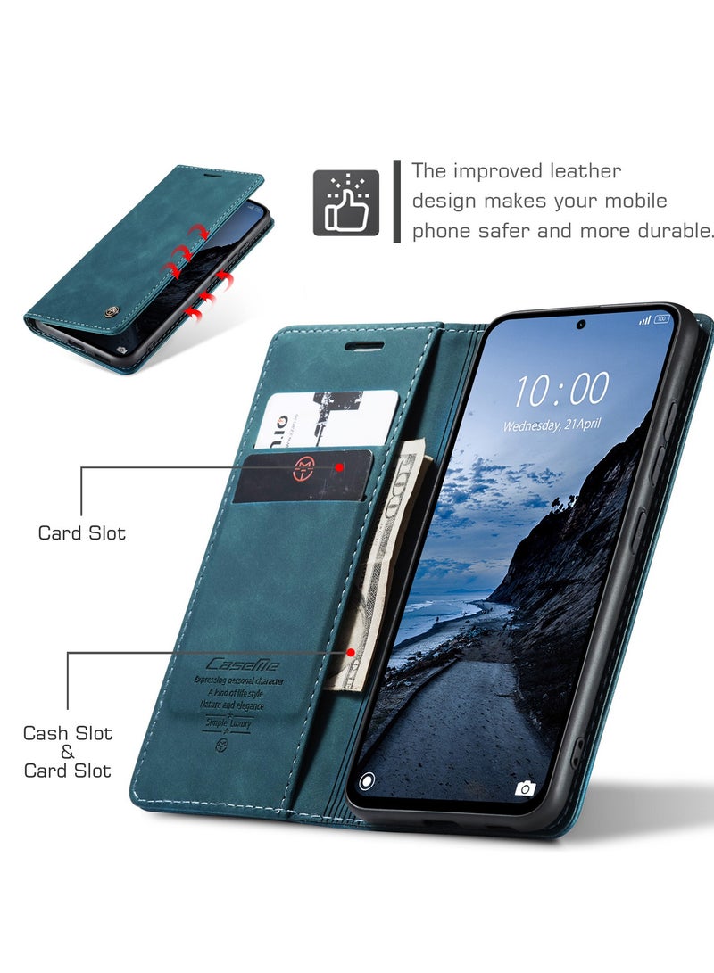 CaseMe Phone Case Luxury PU Leather Design 013 Flip Cover Card Slot Holder Cover For Redmi Note 14 Pro 4G (Green) - Image 4