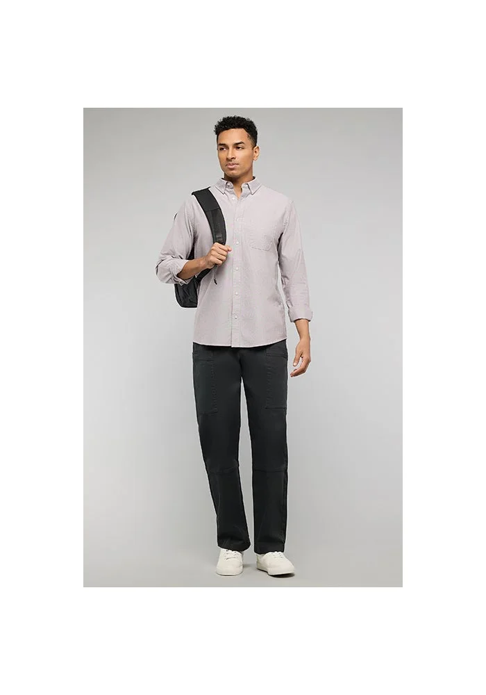 R&b Pocket Front Shirt with Button-Down Collar and Long Sleeves