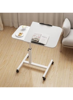 XICEN Lifting and Rotating Laptop Desk，Adjustable laptop table, adjustable standing table with wheels, 60*40cm for sofa, bedside, coffee table (white)  - Image 2