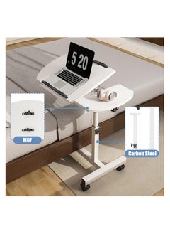 XICEN Lifting and Rotating Laptop Desk，Adjustable laptop table, adjustable standing table with wheels, 60*40cm for sofa, bedside, coffee table (white)  - Image 3