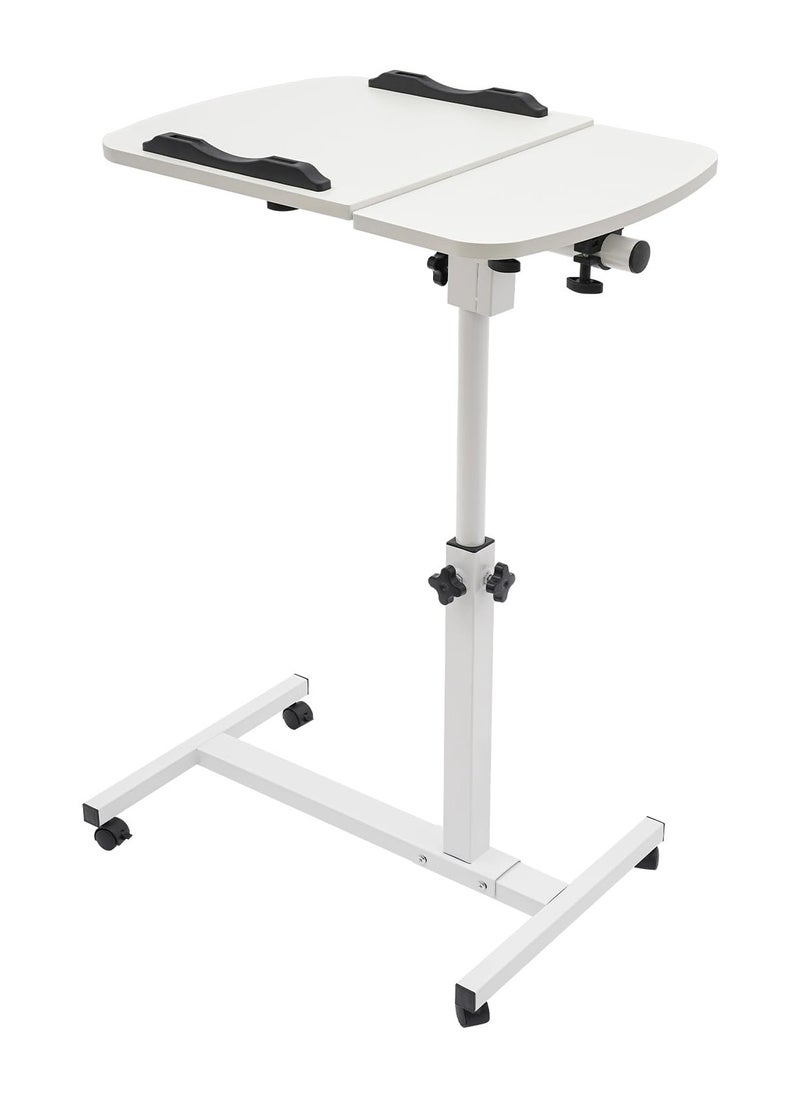 XICEN - Lifting and Rotating Laptop Desk，Adjustable laptop table, adjustable standing table with wheels, 60*40cm for sofa, bedside, coffee table (white) - Image 1