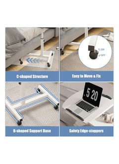 XICEN Lifting and Rotating Laptop Desk，Adjustable laptop table, adjustable standing table with wheels, 60*40cm for sofa, bedside, coffee table (white)  - Image 5