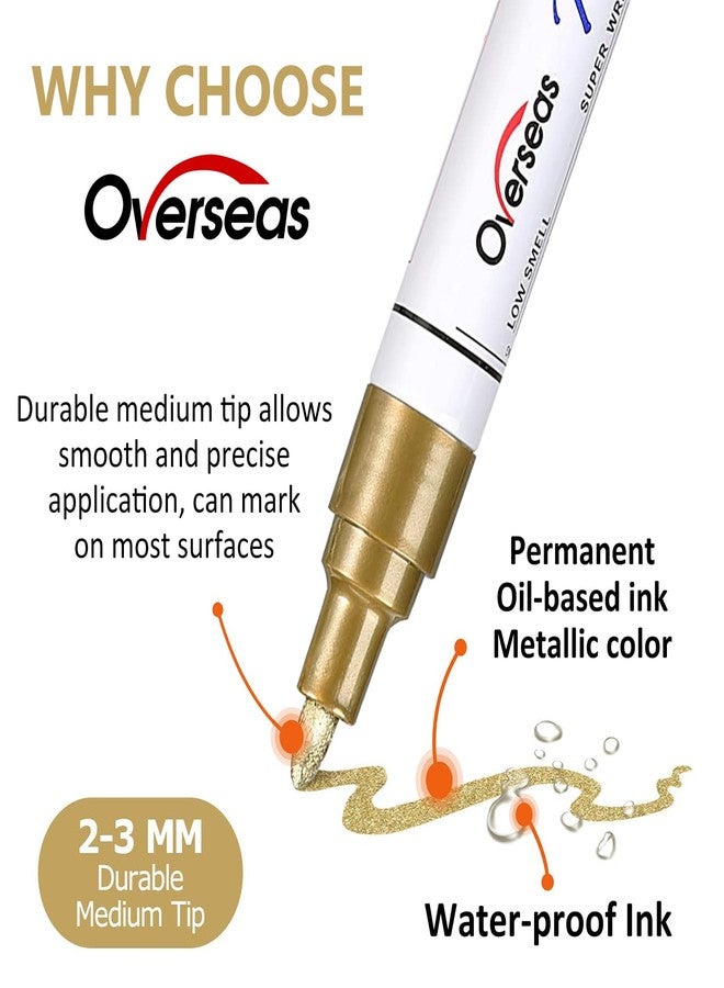 Overseas Paint Pens Paint Markers - Yellow Permanent Markers 8 Pack, Oil Based Waterproof Quick Dry Medium Tip Marker Pen for Metal, Wood, Fabric, Plastic, Rock, Stone, Mugs, Canvas, Glass, Art Craft - Image 2