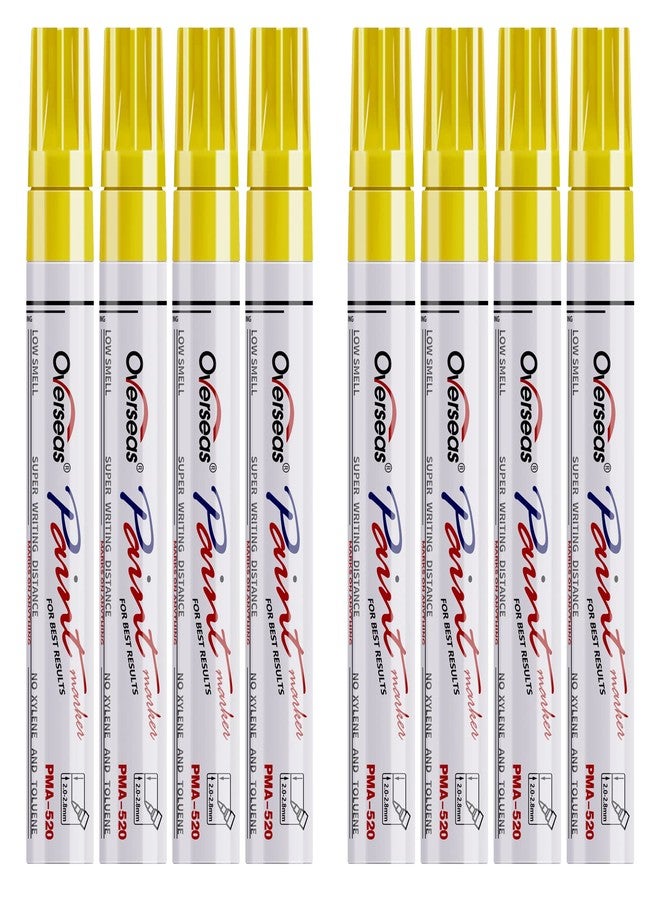 Overseas Paint Pens Paint Markers - Yellow Permanent Markers 8 Pack, Oil Based Waterproof Quick Dry Medium Tip Marker Pen for Metal, Wood, Fabric, Plastic, Rock, Stone, Mugs, Canvas, Glass, Art Craft - Image 1