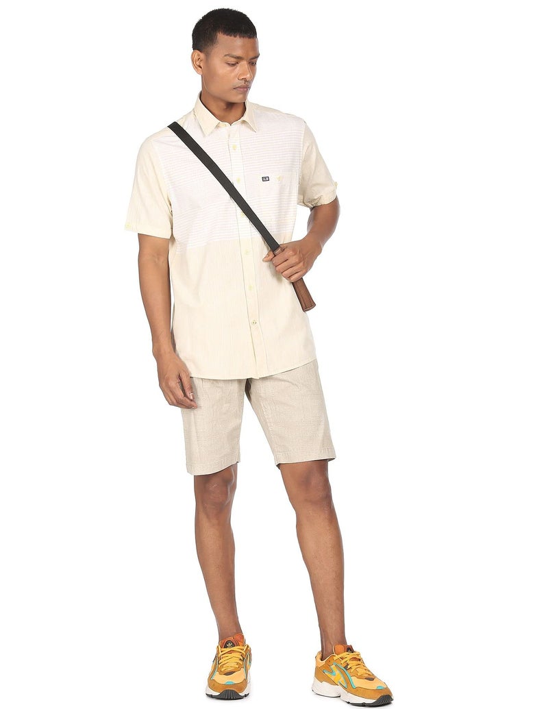 Arrow Men Cotton Slim Fit Sports Beige Striped Casual Shirt (AJADSH1898_40) - Image 3