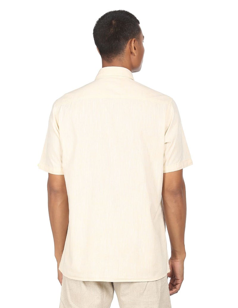 Arrow Men Cotton Slim Fit Sports Beige Striped Casual Shirt (AJADSH1898_40) - Image 5