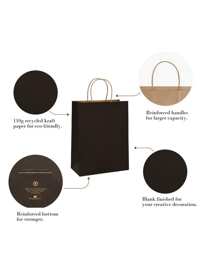 BagDream - Gift Bags 10X5X13 Kraft Paper Gift Bags With Handles Bulk 50Pcs Paper Shopping Bags Retail Merchandise Bags Party Favor Bags Black Large Gift Bags 100% Recycled Paper Bags Sacks - Image 1
