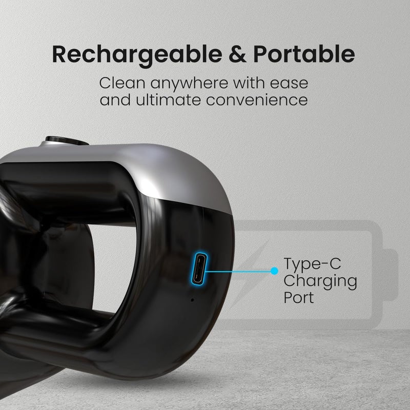 Portronics مكنسة كهربائية محمولة قابلة لإعادة الشحن من بورترونيكس Mopcop 3 للمنزل والسيارة مع فلتر HEPA قابل للغسل وفوهات متعددة الوظائف وفرشاة أرضية بدون سلك للتنظيف الجاف للأجهزة المنزلية باللون الأسود - Image 2