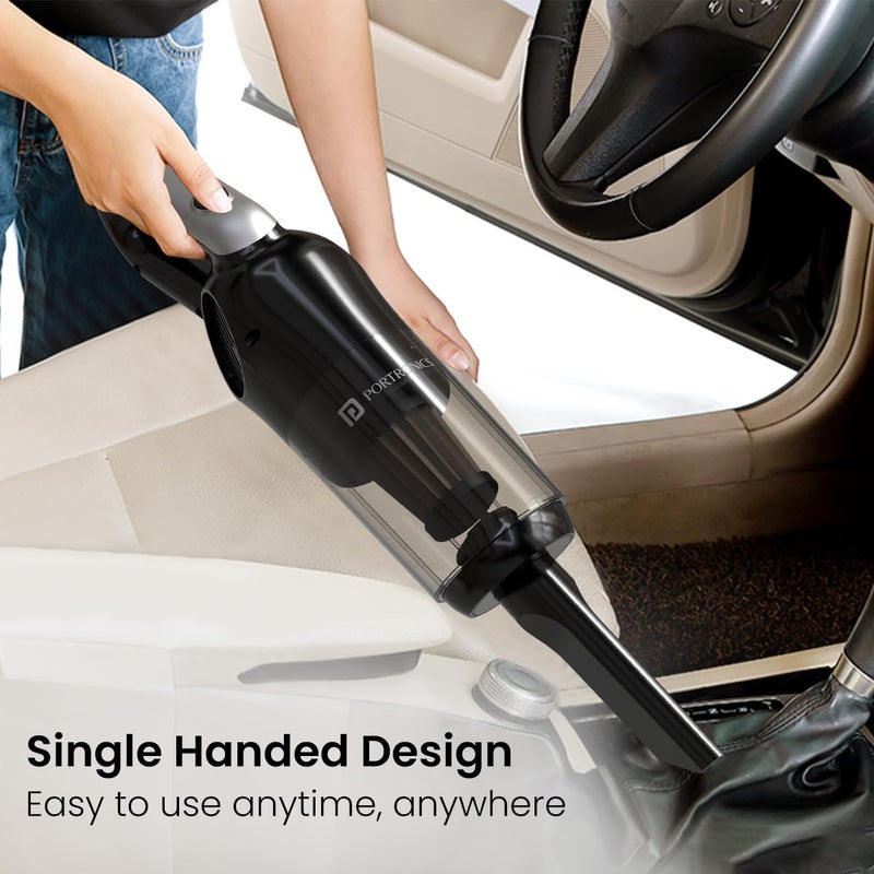 Portronics مكنسة كهربائية محمولة قابلة لإعادة الشحن من بورترونيكس Mopcop 3 للمنزل والسيارة مع فلتر HEPA قابل للغسل وفوهات متعددة الوظائف وفرشاة أرضية بدون سلك للتنظيف الجاف للأجهزة المنزلية باللون الأسود - Image 5