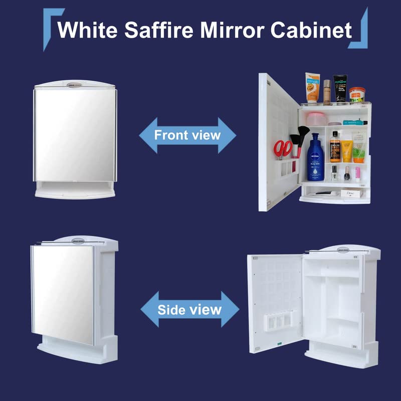 Urban Choice Urban Choice Grace Fine Ware Washbasin Cabinet with Mirror Premium Wall Mounted Storage Cabinet with Magnetic Door 4 Inner Shelve Stylish HeavyDuty Plastic Cabinet for Storage  - Image 5