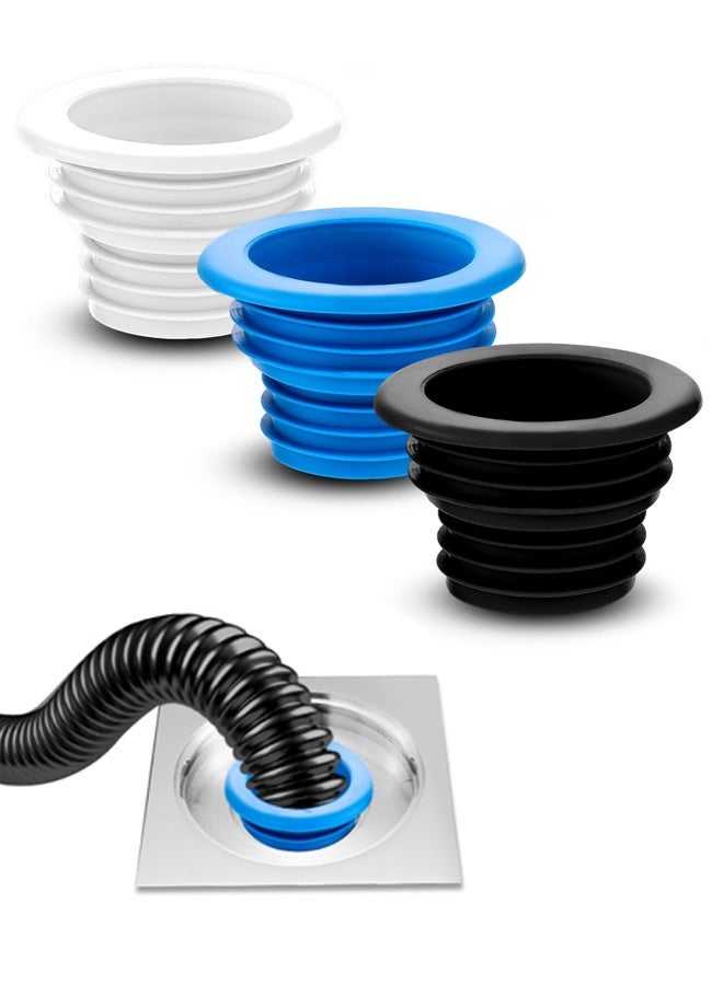 3 قطع خرطوم أنبوب الصرف، سدادة سيليكون لحلقة مانعة لتسرب المجاري، لخرطوم الصرف الصحي الملائم عالميًا لغسالة الملابس وغرفة الغسيل والحمام وحوض الاستحمام وأدوات تنظيف المطبخ - Image 1