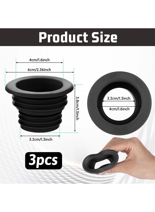 3 قطع خرطوم أنبوب الصرف، سدادة سيليكون لحلقة مانعة لتسرب المجاري، لخرطوم الصرف الصحي الملائم عالميًا لغسالة الملابس وغرفة الغسيل والحمام وحوض الاستحمام وأدوات تنظيف المطبخ - Image 2
