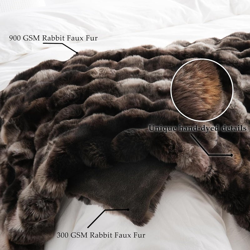 BENVWE Fluffy Faux Fur Throw Blanket for Couch, Soft Plush Thick Cozy Fuzzy Luxury Minky Bubble Blanket for Home Living Room Decor Gift for Women, Tie-dye Coffee, 50" x 60", 1100GSM - Image 5