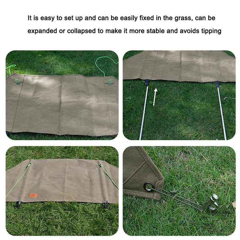 Fireproof Cloth 1mm Stainless Steel Support Rod Thickened Wear-resistant Canvas - Folding Space-saving Flames Retardant Cloth for Outdoor Barbecue Picnic Camping - Image 4