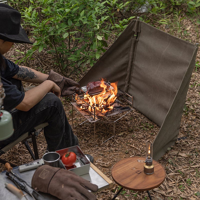 Fireproof Cloth 1mm Stainless Steel Support Rod Thickened Wear-resistant Canvas - Folding Space-saving Flames Retardant Cloth for Outdoor Barbecue Picnic Camping - Image 2