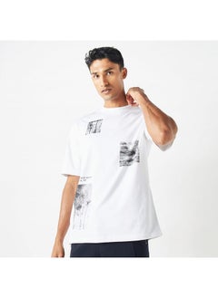 Iconic Iconic Printed Crew Neck T-shirt with Short Sleeves  - Image 1