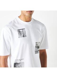 Iconic Iconic Printed Crew Neck T-shirt with Short Sleeves  - Image 4