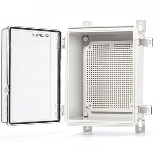 QILIPSU Outdoor WiFi Enclosure, 8.6"x6.7"x4.3" Waterproof Electrical Junction Box, Clear Plastic Hinged Cover IP67 Weatherproof for Solar Projects Network Router Led Control - Image 1