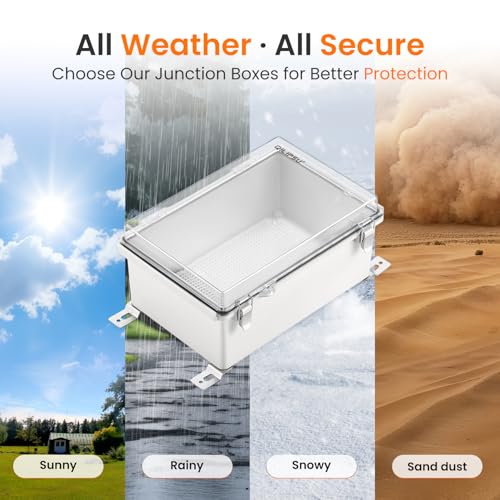 QILIPSU Outdoor WiFi Enclosure, 8.6"x6.7"x4.3" Waterproof Electrical Junction Box, Clear Plastic Hinged Cover IP67 Weatherproof for Solar Projects Network Router Led Control - Image 5