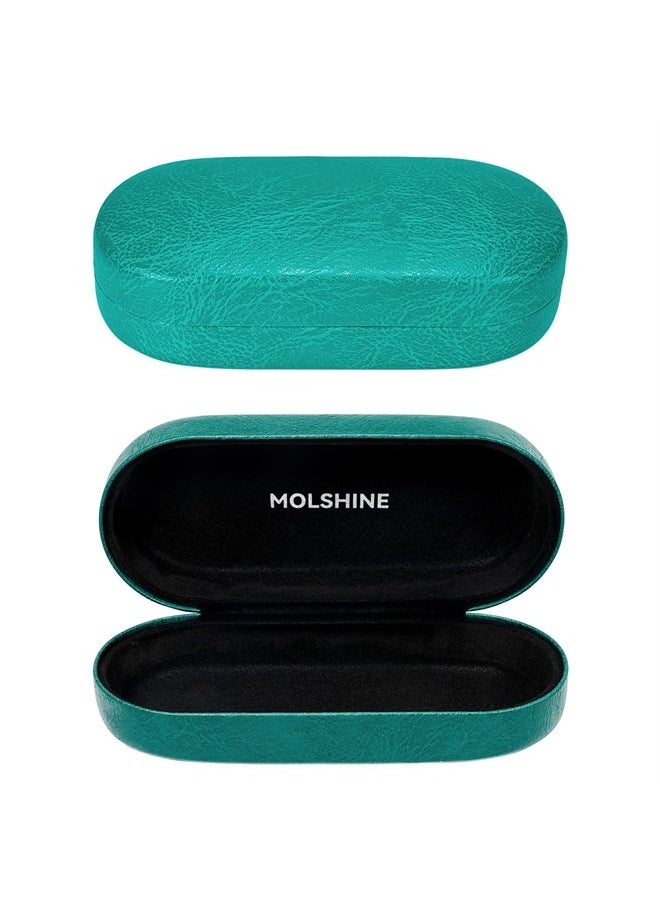 molshine - Hard Shell Sunglasses Case, Classic Large Glasses Case for Women Men, Sunglass Eyeglasses (Cyan) - Image 1