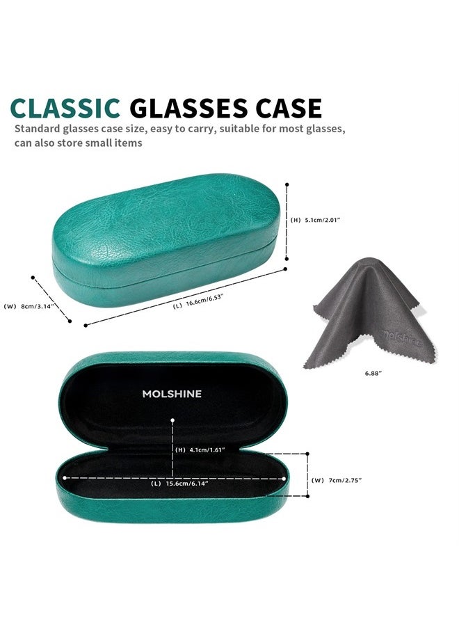 molshine - Hard Shell Sunglasses Case, Classic Large Glasses Case for Women Men, Sunglass Eyeglasses (Cyan) - Image 1