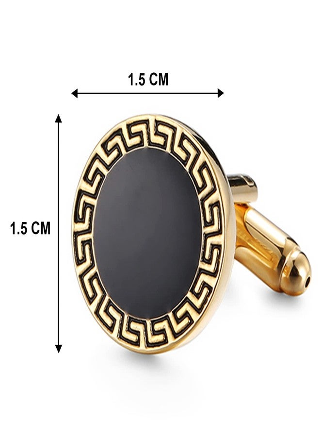 Peora Black Gold Two Tone Cufflinks Set Stylish Accessories for Men & Boys Wedding Business Gift (PX9CL118G) - Image 4