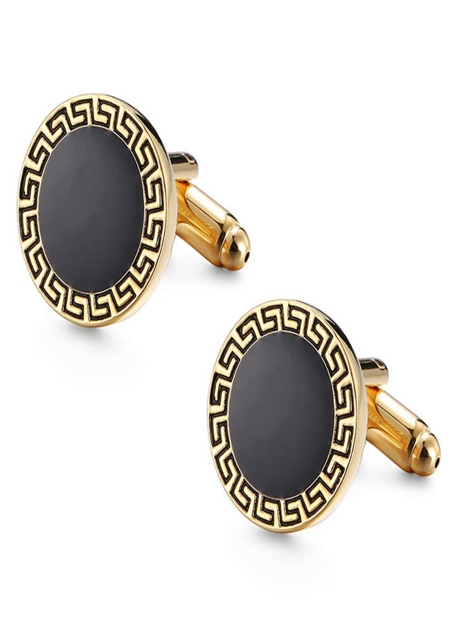 Peora Black Gold Two Tone Cufflinks Set Stylish Accessories for Men & Boys Wedding Business Gift (PX9CL118G) - Image 2