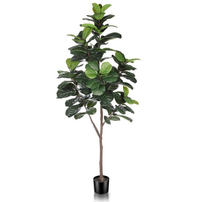 ARTIFICIAL FIDDLE LEAF FIG TREE 65FT FAUX FICUS LYRATA PLANT WITH 108 FIDDLE LEAVES FAKE FIG SILK TREE IN POT ARTIFICIAL TREE FOR INDOOR OUTDOOR HOME OFFICE PERFECT HOUSEWARMING
