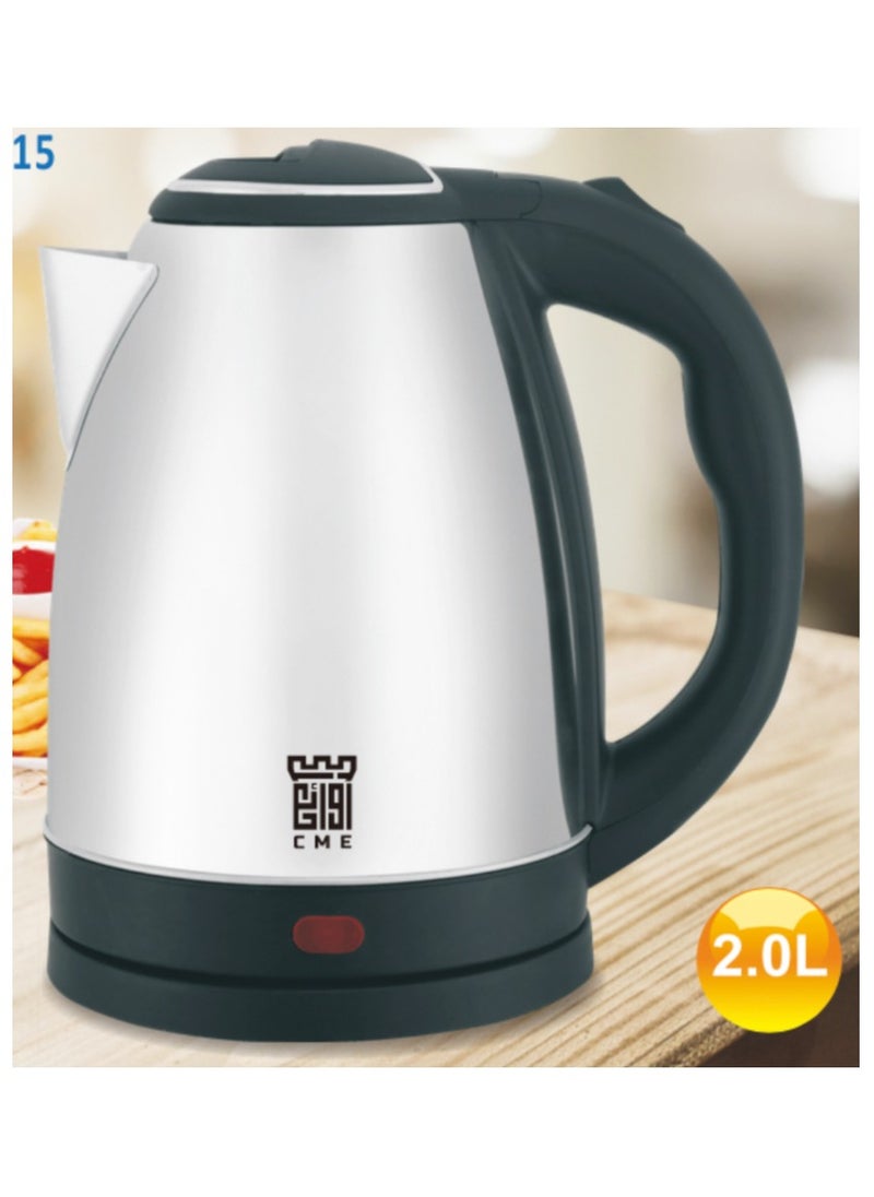C M E Electric Kettle 2.0 L 1500.0W Silver/Black  - Image 3