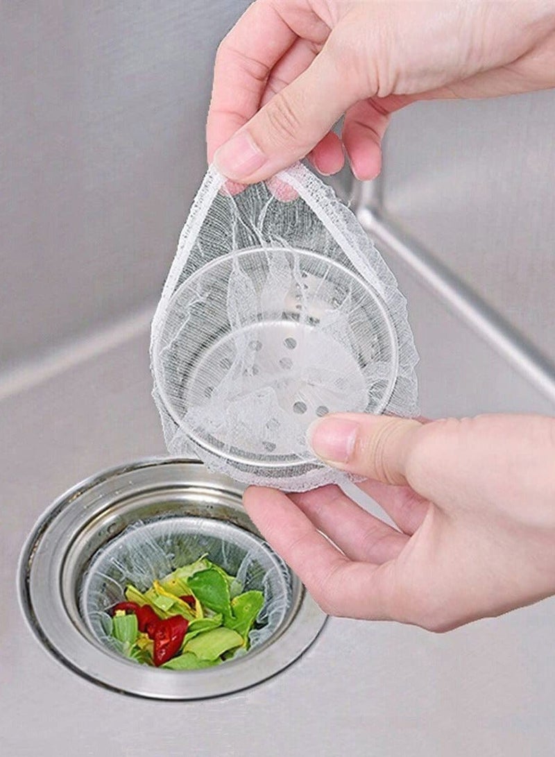 100 Pcs Kitchen Sink Trash Mesh Bag, Disposable Anti-Clogging Elastic Mesh Sink Strainer Filter Bags, for Collecting Kitchen Food Waste, Leftover, Garbage (with a Box) - Image 1