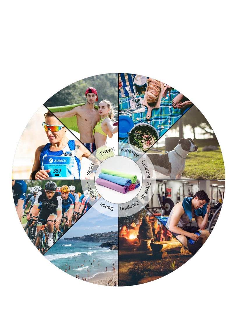 SOLARAE Microfiber Towel, Quick Dry Lightweight Towel in 6 Colours, Super Absorbent and Fast Drying Camping Towel for Travel, Sports, Camping, Gym, Beach, Vacation (M-50cm x 100cm) (Blue) - Image 5