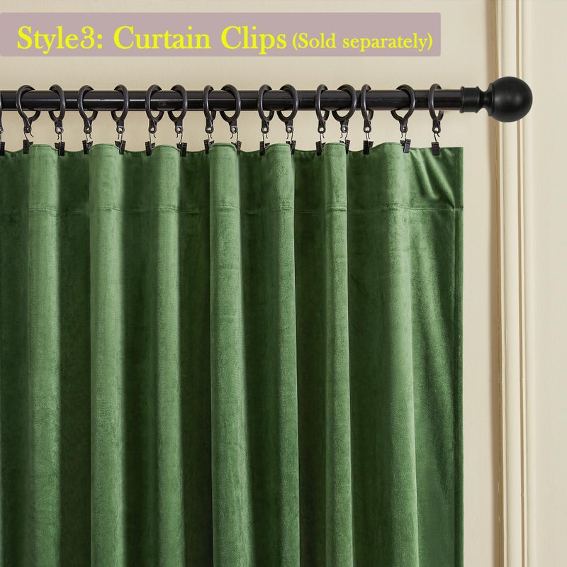 Timeper Moss Green 120 inches Velvet Curtains  Room Darkening Privacy Protection Luxury Window Treatment Super Soft Drapes for Bedroom Living Room  Rod Pocket & Back Tab W52 x L120  2Pcs - Image 4