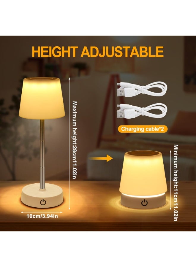 Telescopic table lamp, LED table lamp with rechargeable battery and USB port, adjustable height bedside lamp for living room, bedside table, bedroom, and outdoor decoration. - Image 4