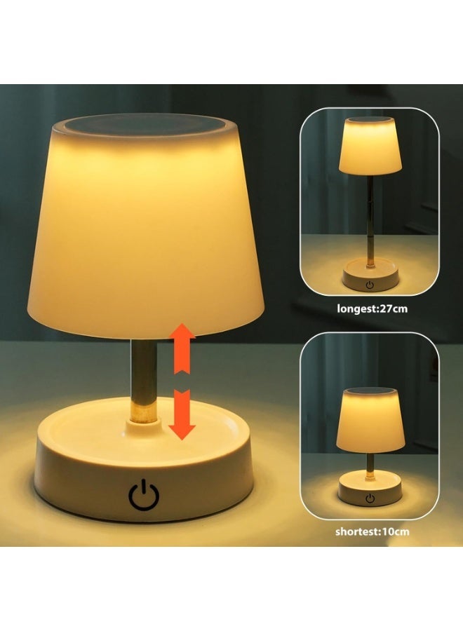 Telescopic table lamp, LED table lamp with rechargeable battery and USB port, adjustable height bedside lamp for living room, bedside table, bedroom, and outdoor decoration. - Image 1
