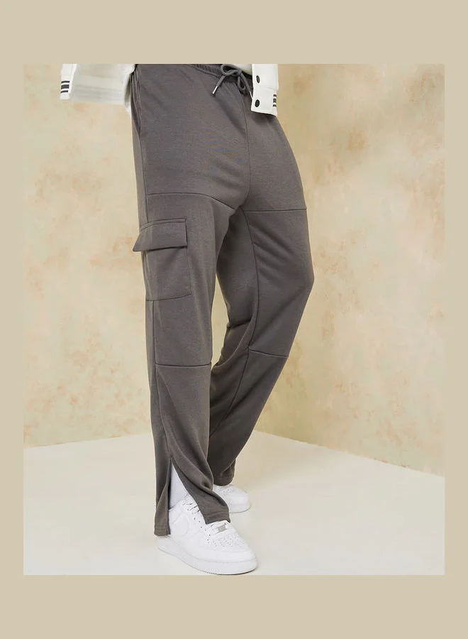 Styli Flap Pocket Detail Split Hem Cargo Jogger