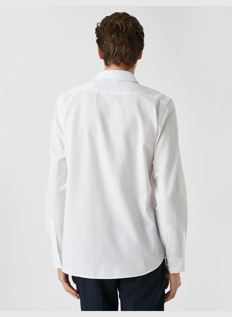 KOTON Basic Shirt Classic Neck Long Sleeve Slim Fit