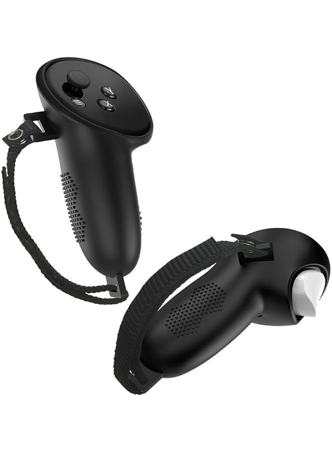 بروماس مجموعة غطاء سيليكون متوافقة مع ملحقات Oculus/Meta Quest 3، غطاء وجه سيليكون VR، غطاء VR Shell، حافظة قبضة وحدة التحكم باللمس (أسود) - Image 2