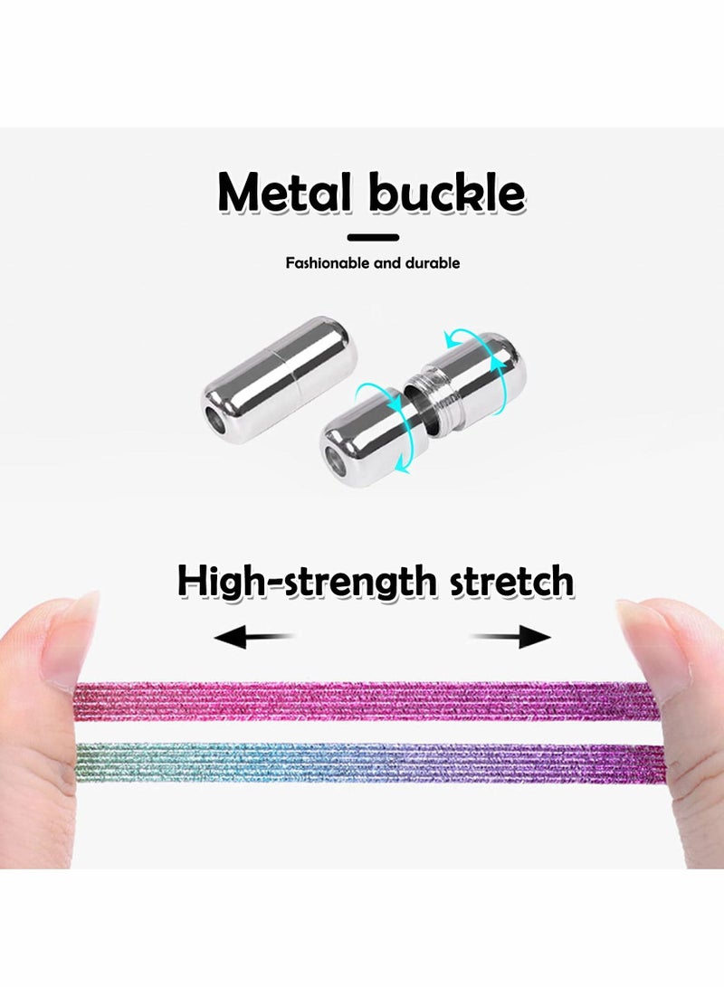 Excefore 4 أزواج من أربطة الأحذية المرنة بدون رباط، أربطة أحذية سريعة الربط عالمية مع مشبك معدني للأطفال والكبار (4 ألوان) - Image 3