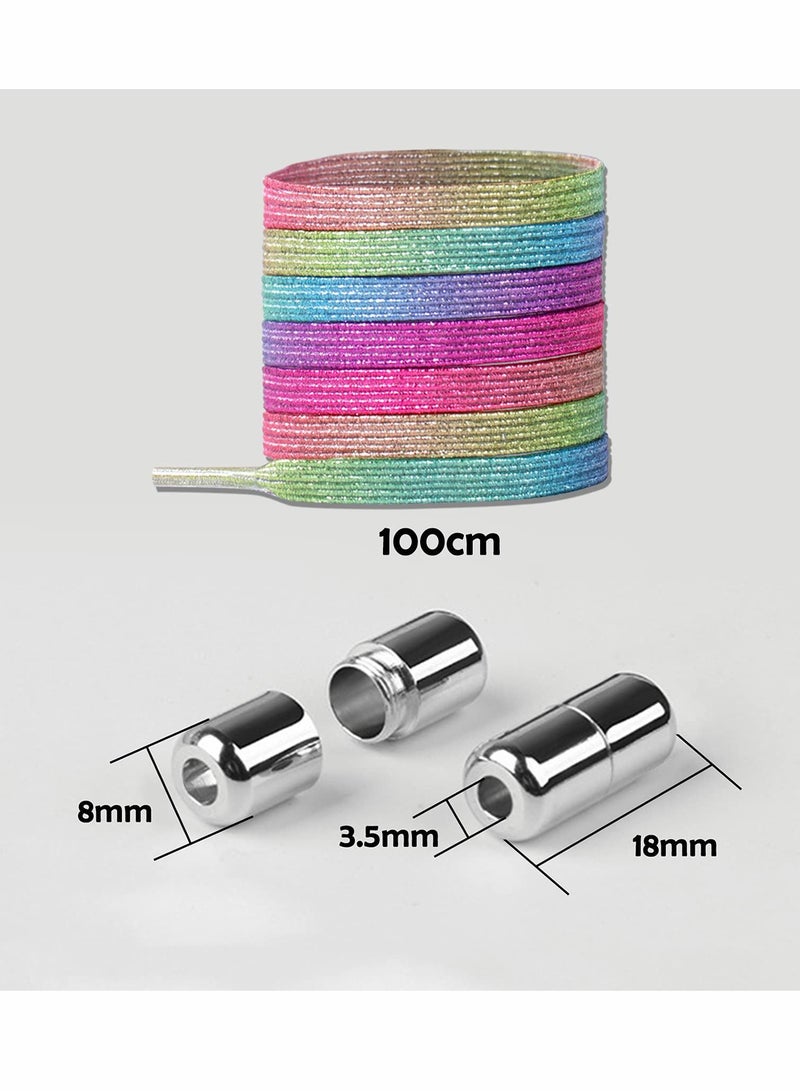 Excefore 4 أزواج من أربطة الأحذية المرنة بدون رباط، أربطة أحذية سريعة الربط عالمية مع مشبك معدني للأطفال والكبار (4 ألوان) - Image 2