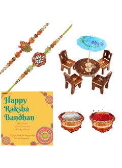 Webelkart Webelkart Premium Combo of Rakhi Gift for Brother and Bhabhi and Kids with Premium Miniature Table Chair set showpiece  - Image 1