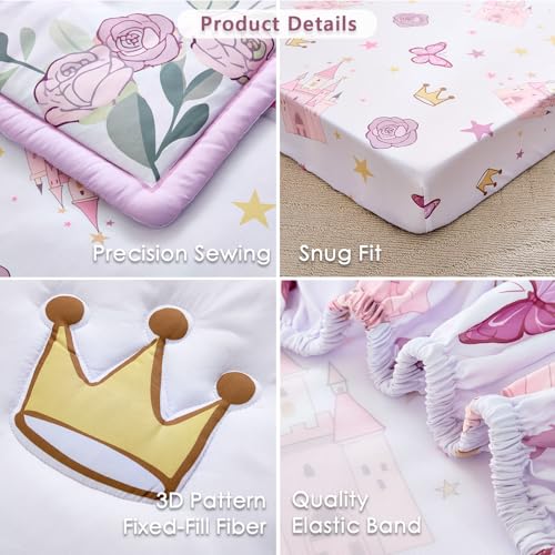 NacoMoco 3-Piece Crib Bedding Set for Girls - Ultra Soft Baby Bedding Set Includes Crib Comforter, Sheet & Skirt (Purple) - Image 5